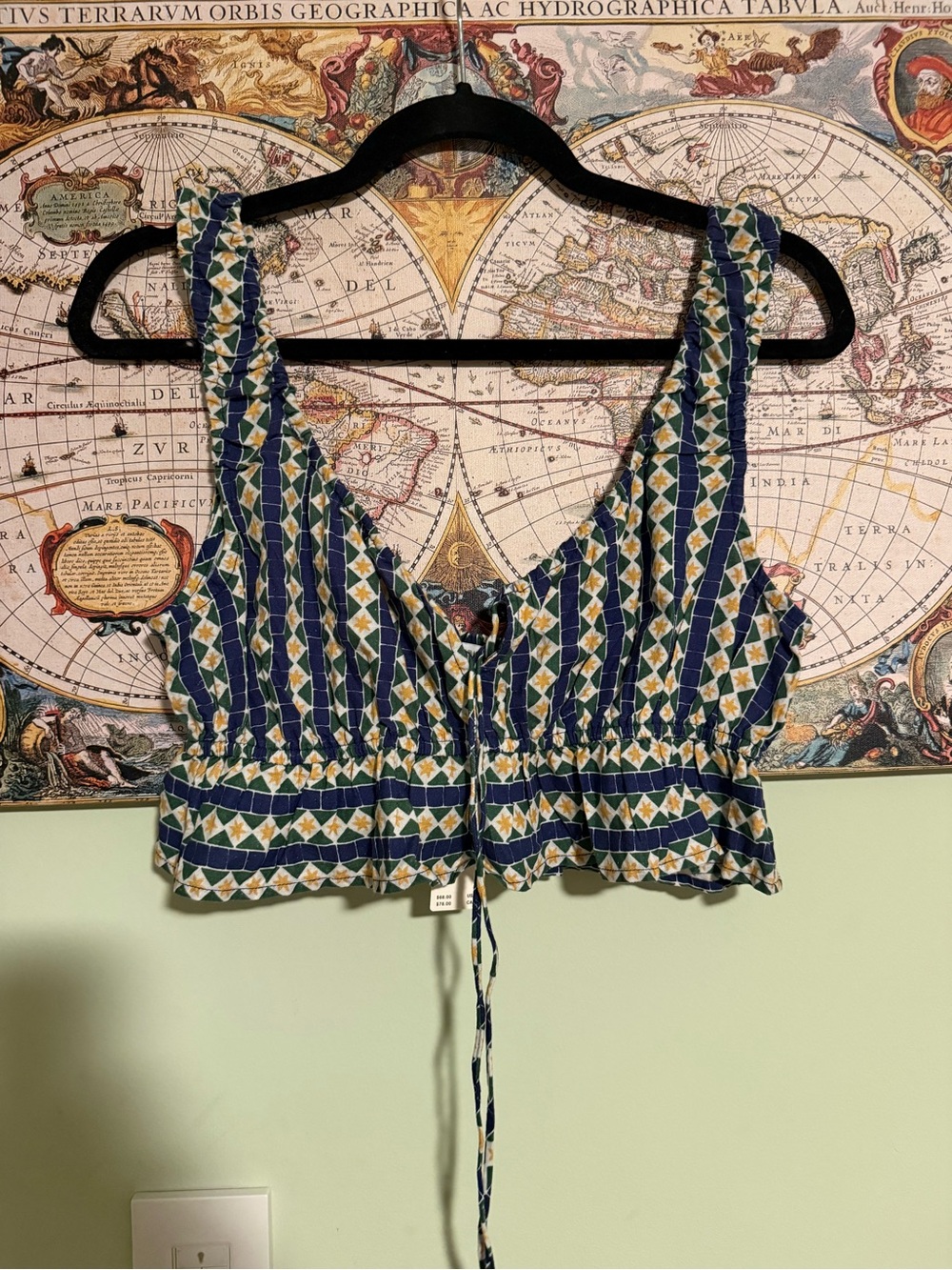 Celadine Linen Blend Ruffle Crop Top - Picture 3 of 8